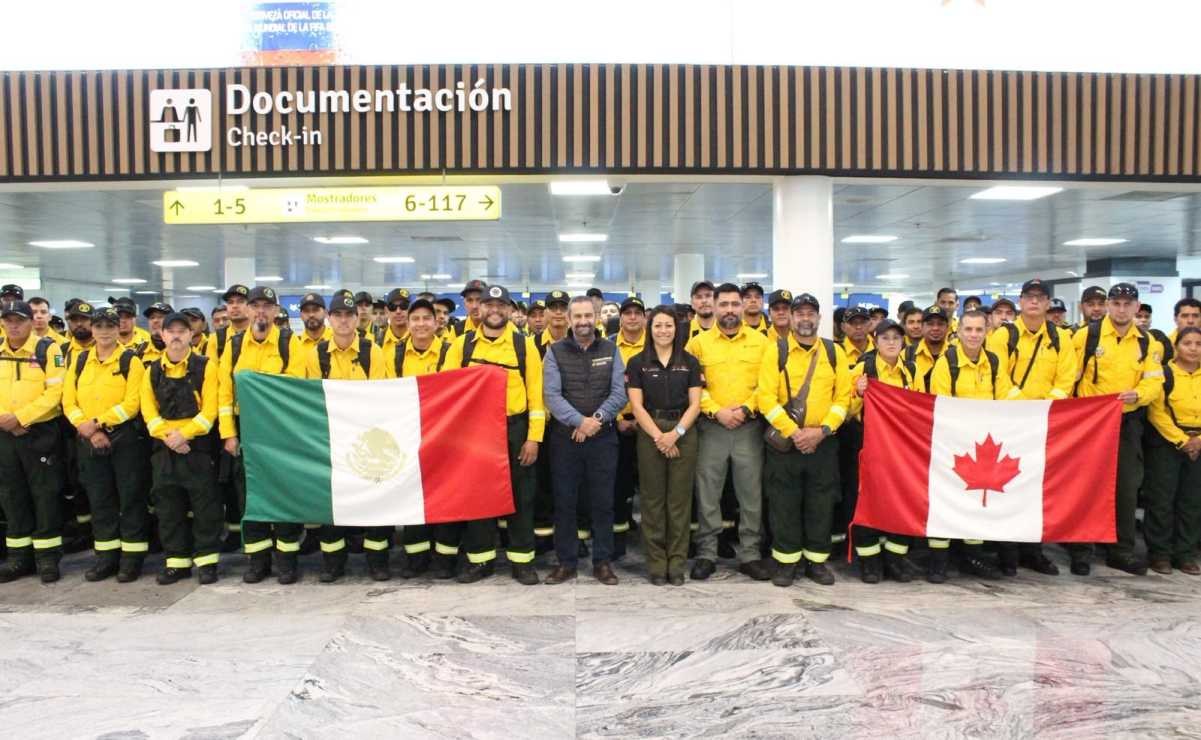 México envía 104 bomberos a Canadá por incendios forestales