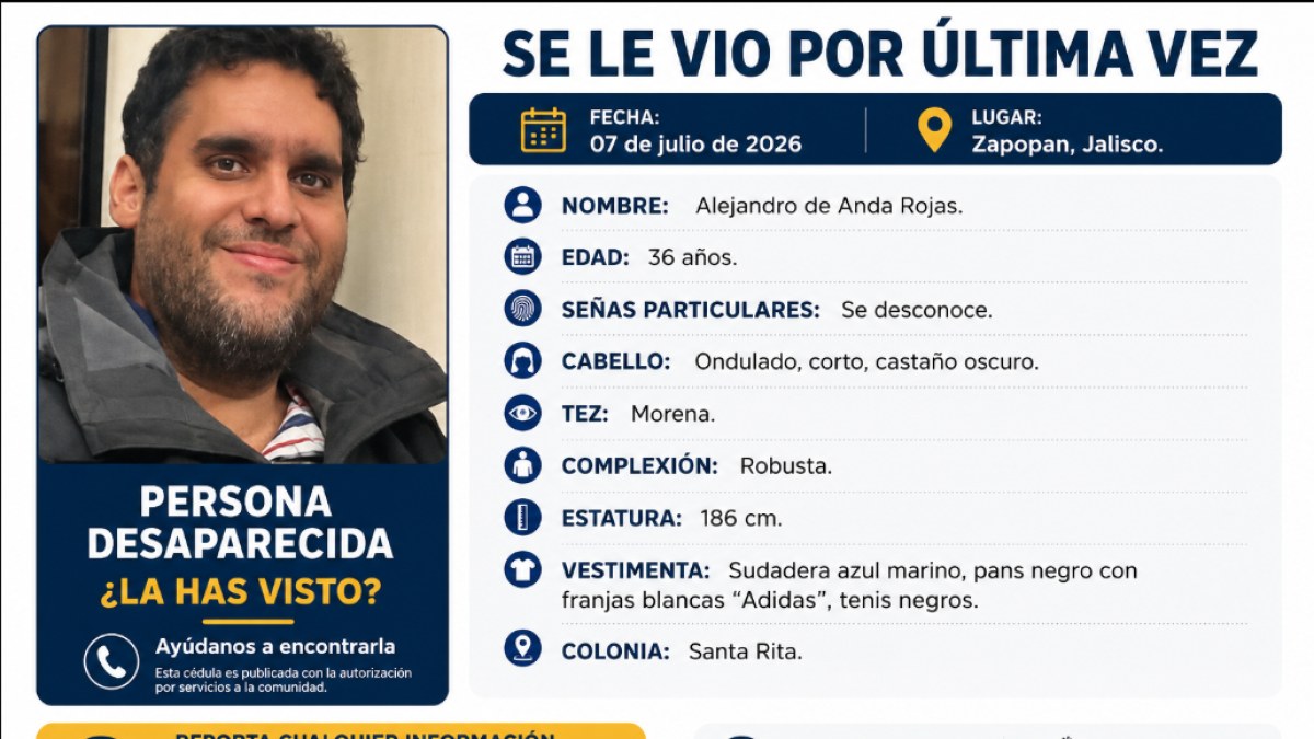 Continúa búsqueda de Alejandro de Anda en Zapopan