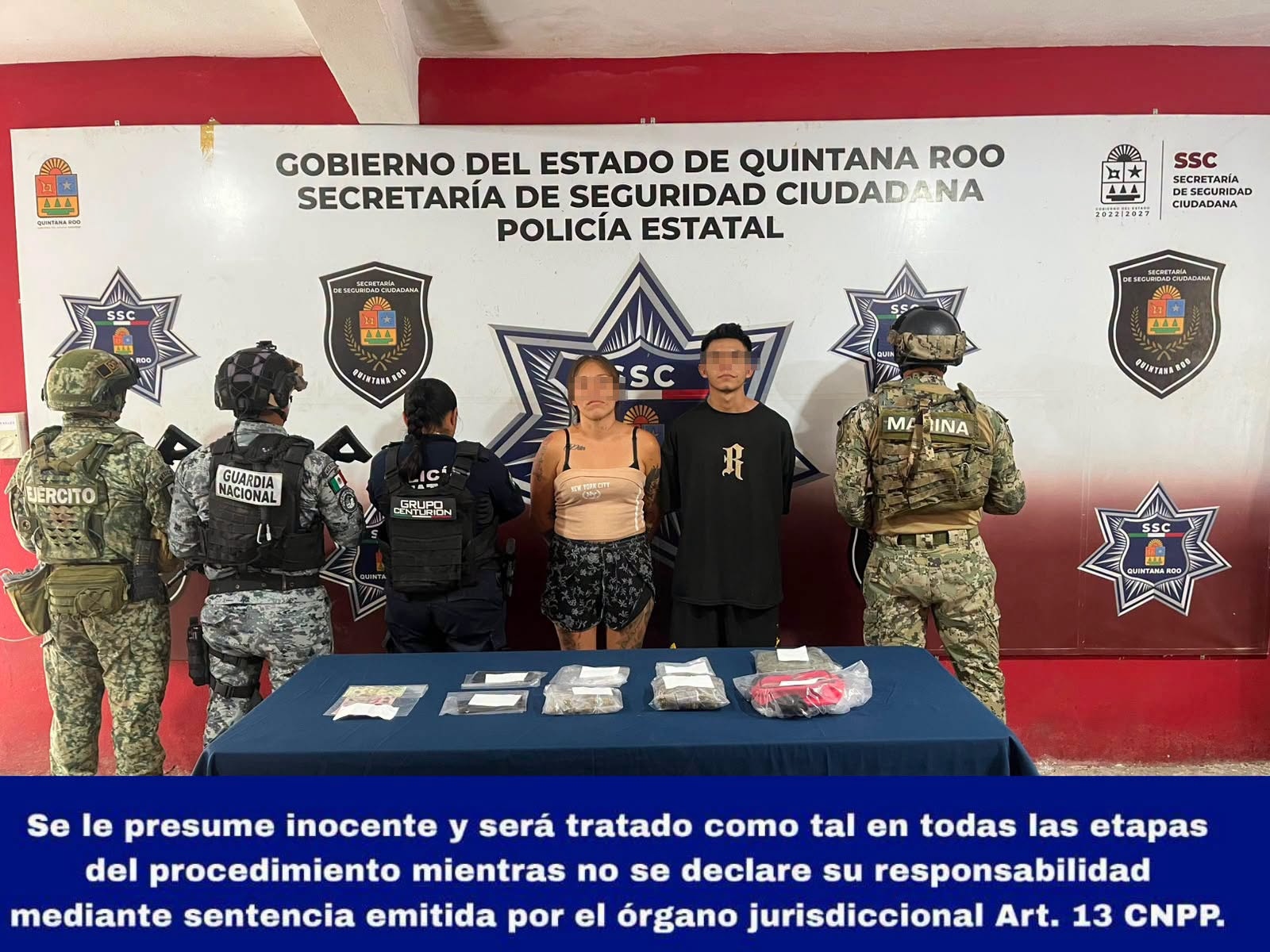 Detienen a dos por presunto narcomenudeo en Benito Juárez