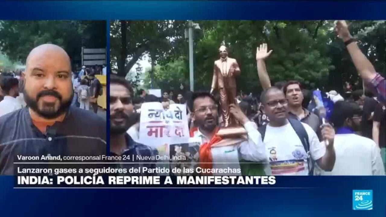 Policía dispersa protestas de las “cucarachas” en Nueva Delhi