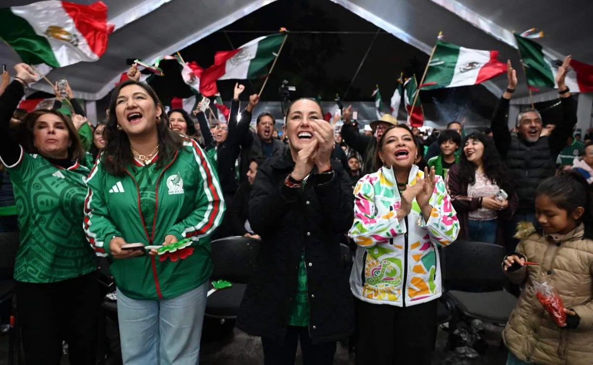 Sheinbaum y Brugada ven México vs Ecuador en Parque Tezozómoc