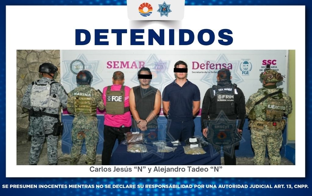 Detienen a dos por narcomenudeo en operativo en Cancún