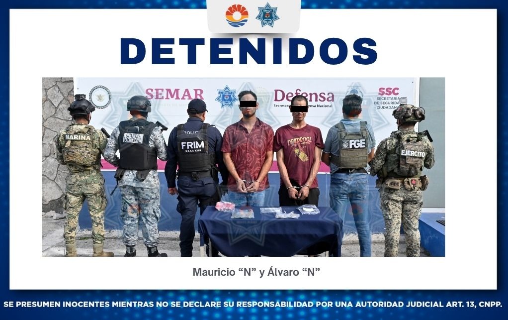 Detienen a dos por narcomenudeo en Cancún