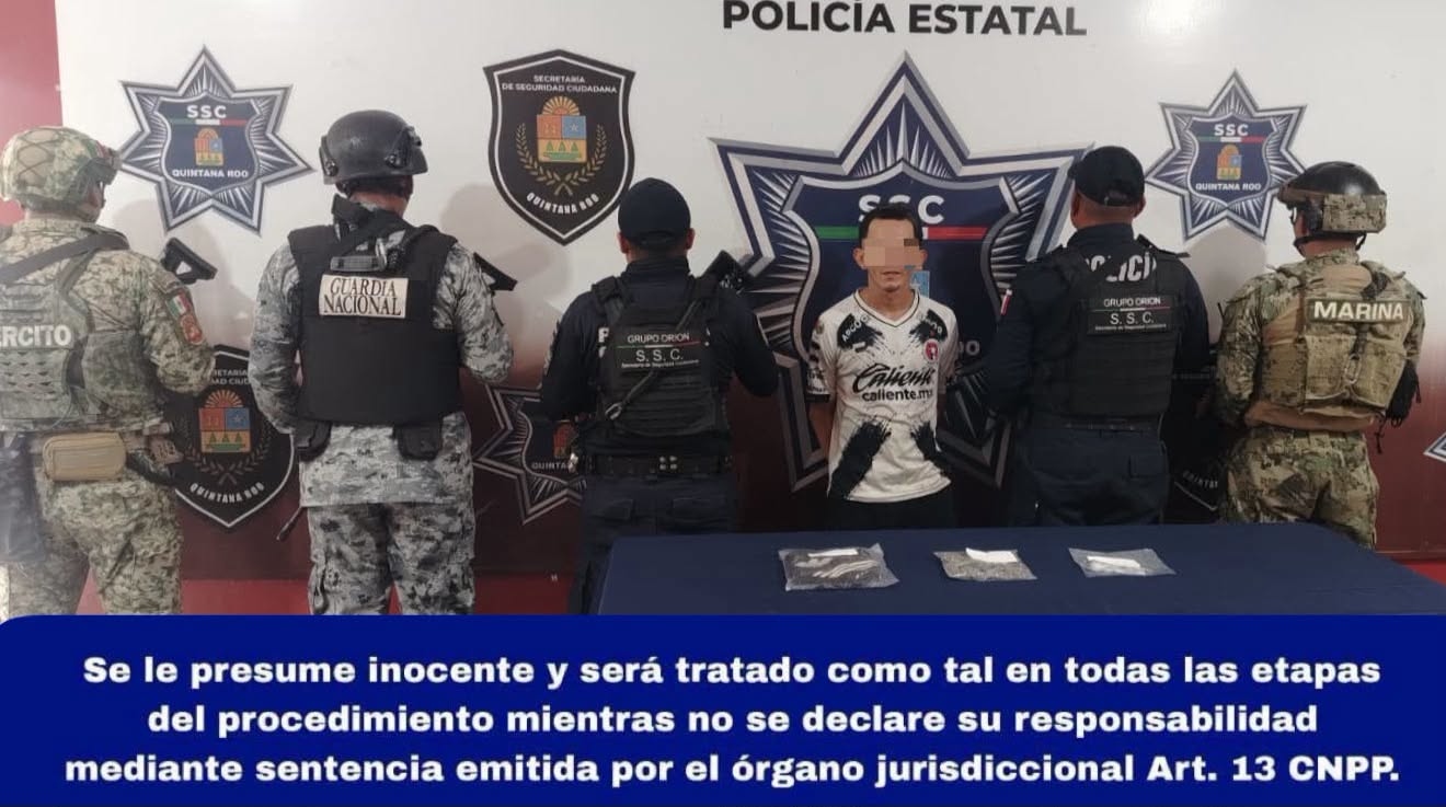 Detienen a hombre por presunto narcomenudeo en Benito Juárez