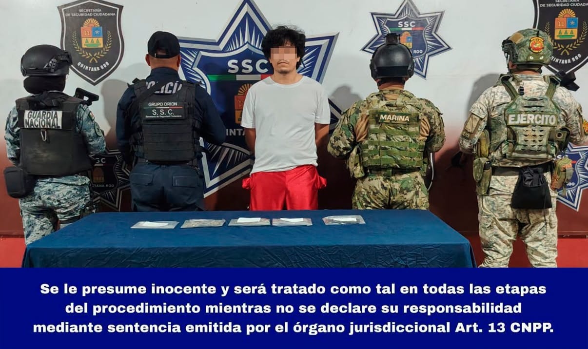 Detienen a hombre con drogas en Benito Juárez