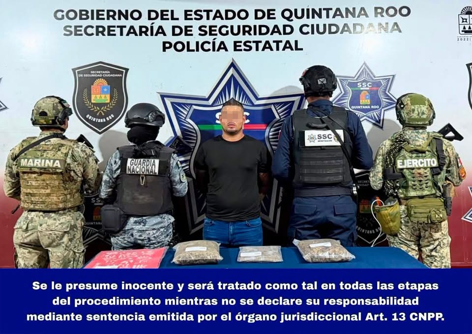 Detienen a hombre por posesión de droga en Benito Juárez