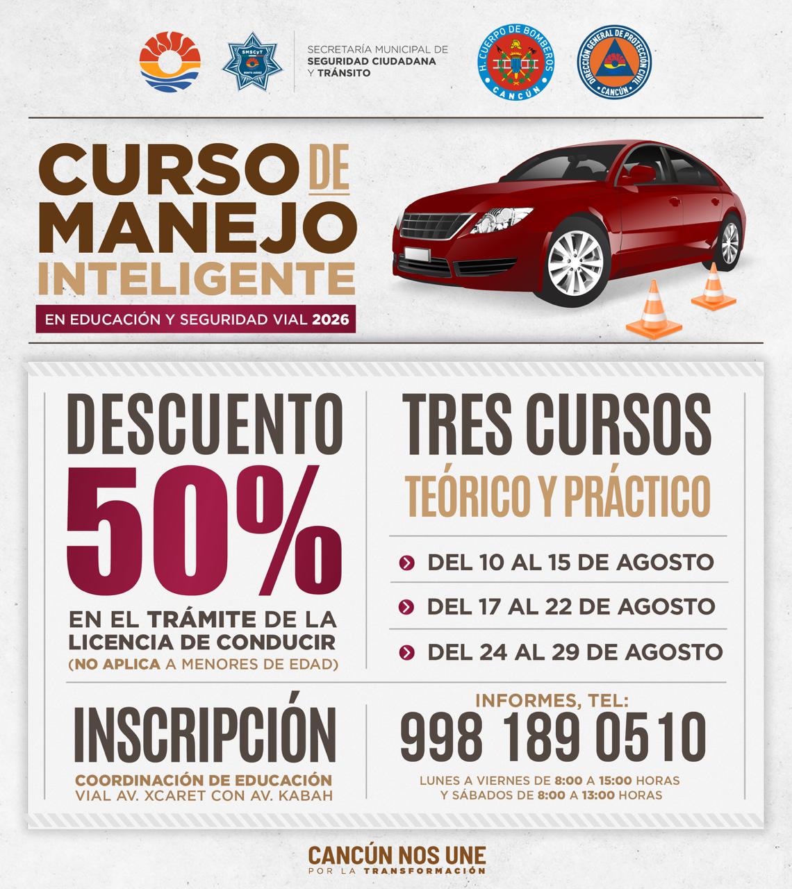 Policía Cancún abre nuevas fechas para curso Manejo Inteligente