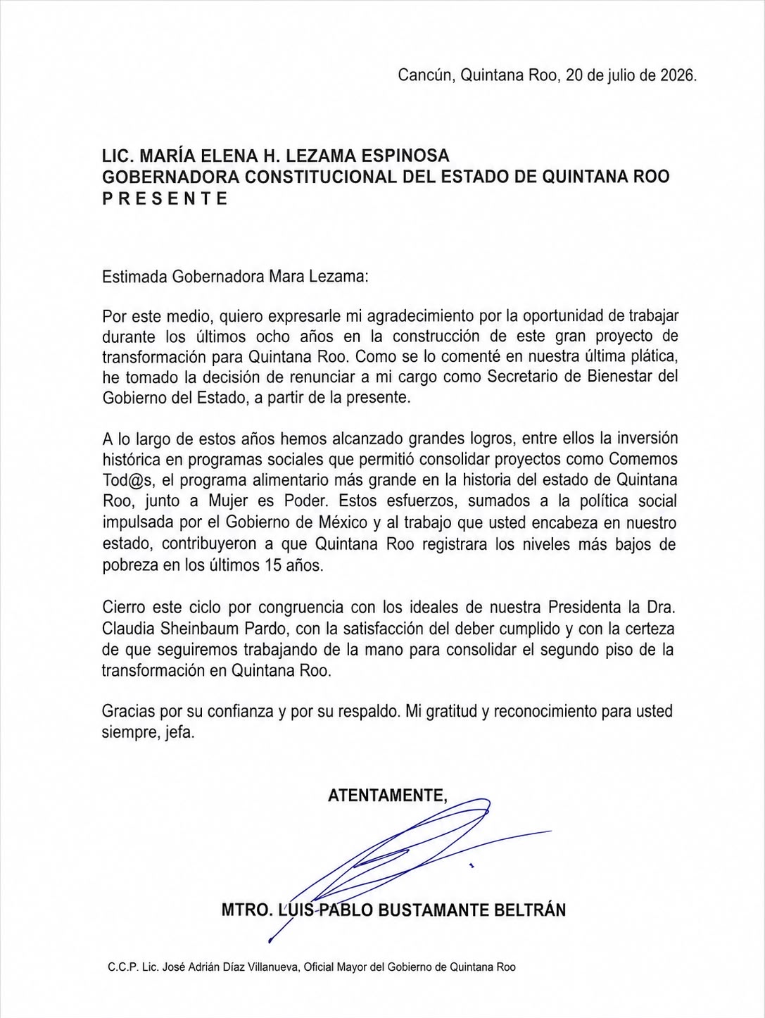 Pablo Bustamante renuncia a Secretaría del Bienestar