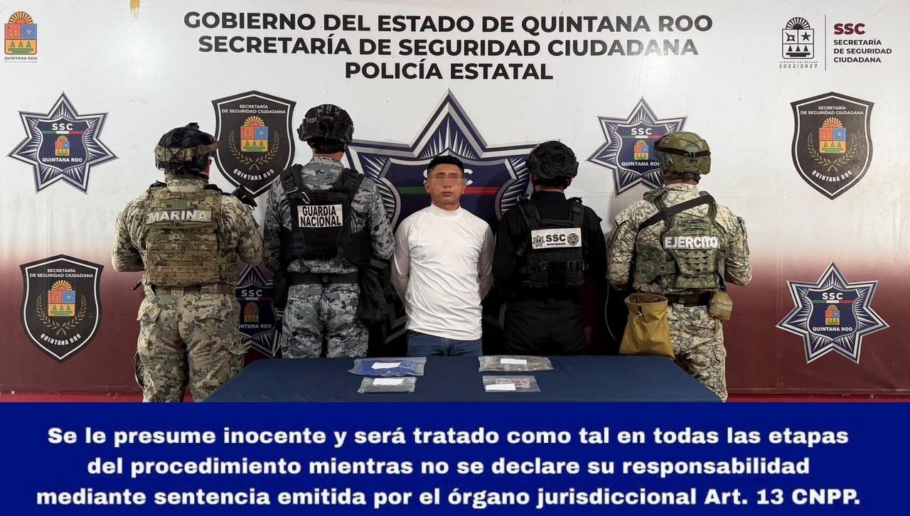 Detienen a hombre por presunto narcomenudeo en Playa del Carmen