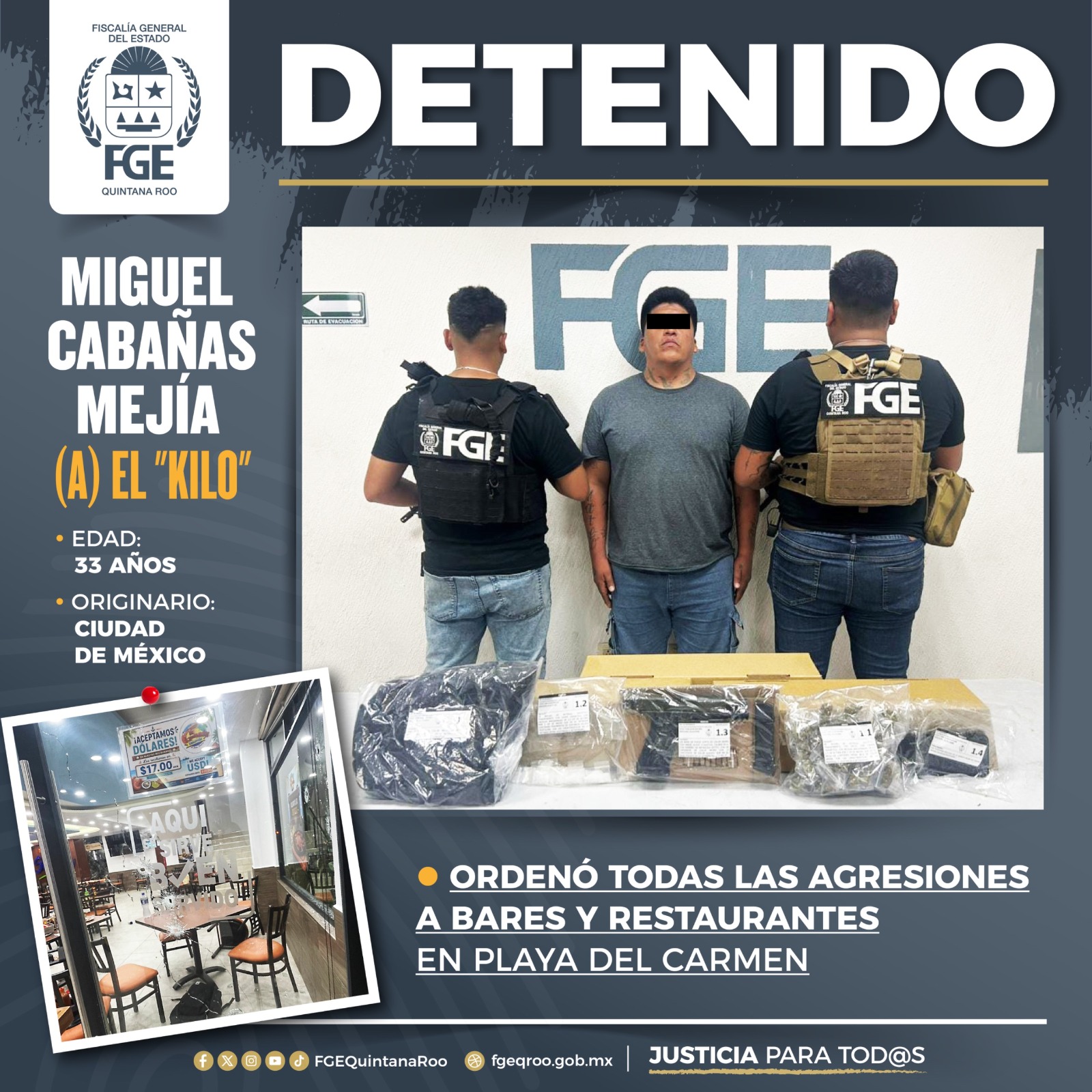 FGE Quintana Roo detiene célula de narcomenudeo en Playa del Carmen