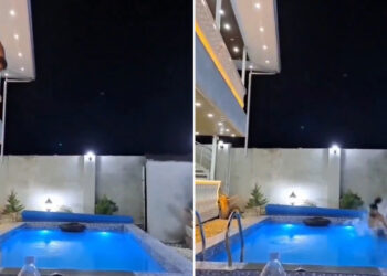 VIDEO: Salta desde un balcón a una piscina y casi termina en tragedia