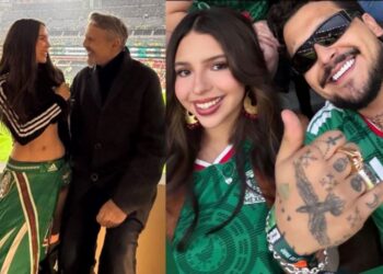 Belinda, Nodal y Ángela Aguilar en partido de México