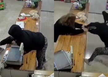 VIDEO😳 Mujer intenta robar, queda semidesnuda y vuelve por insólita razón