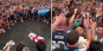 VIDEO | Hinchas argentinos pisan bandera inglesa y generan polémica