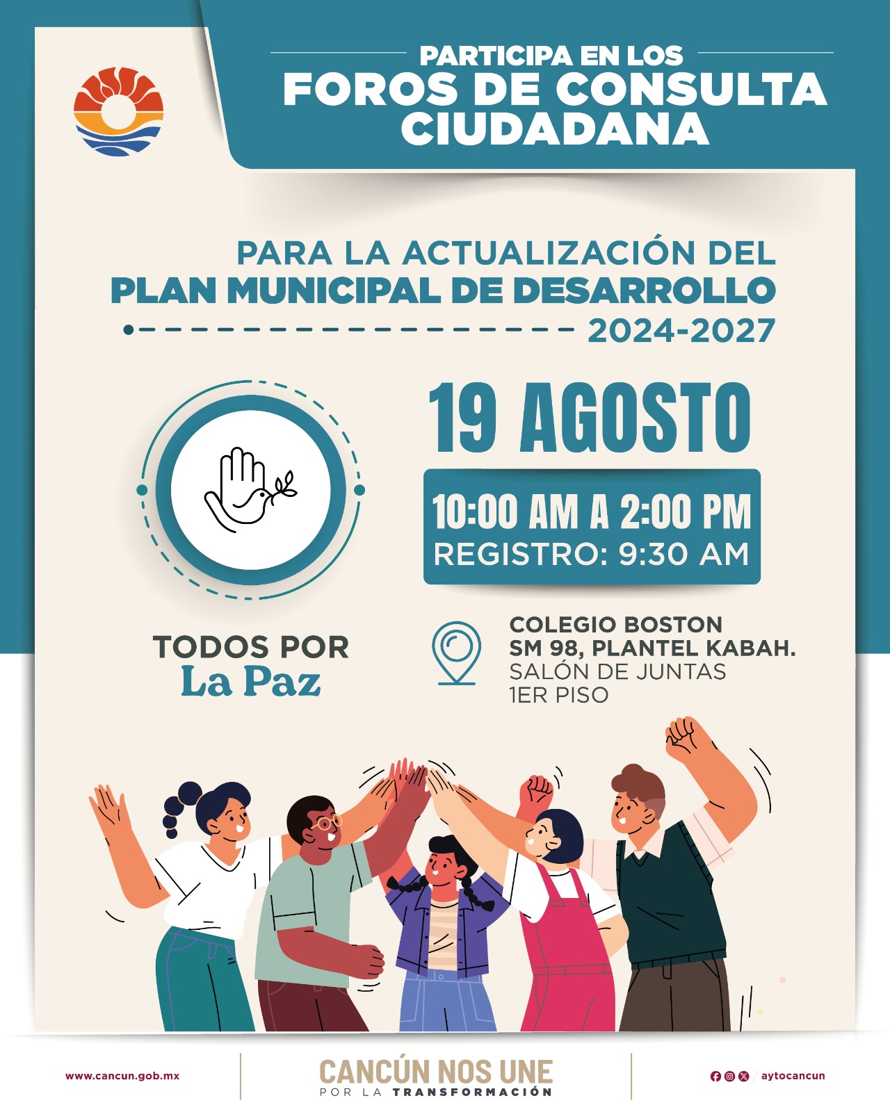 Cancún convoca foro ciudadano para eje Todos por la Paz