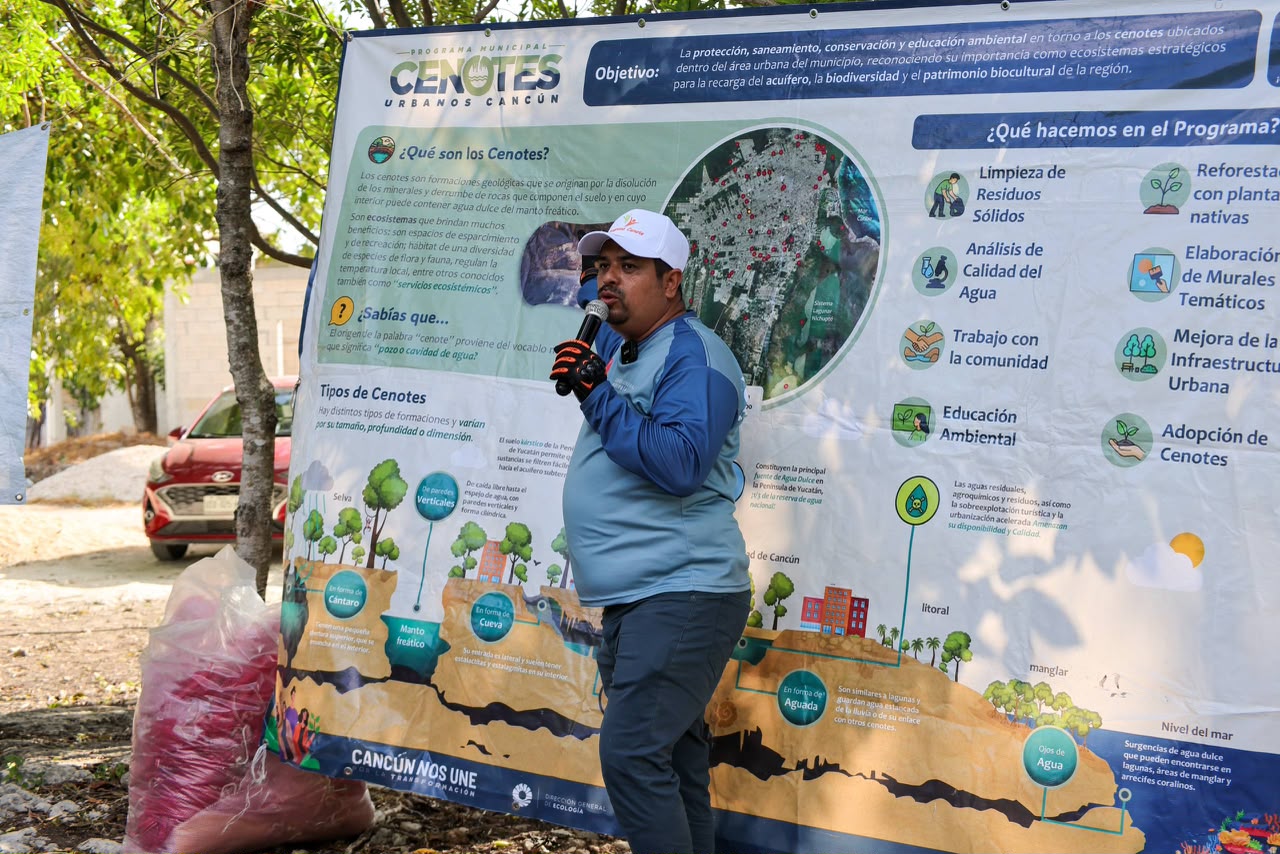 Ayuntamiento de BJ mantiene limpieza de cenotes urbanos
