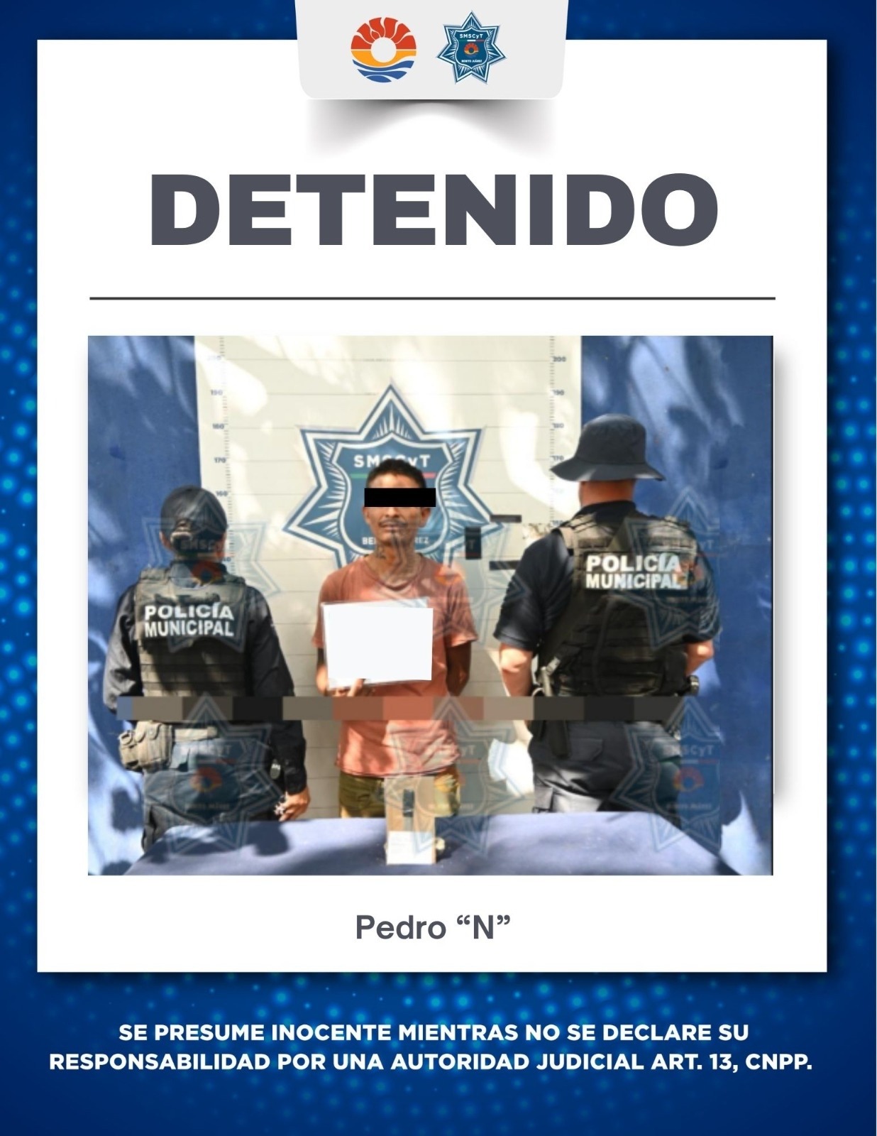 Policía Cancún detiene a hombre por desobediencia y arma blanca