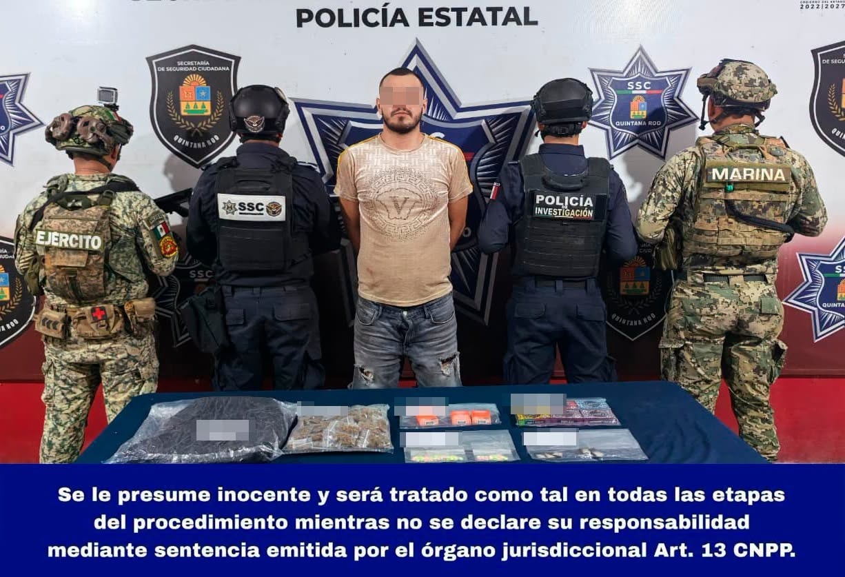 Detienen a hombre por narcomenudeo en Cancún