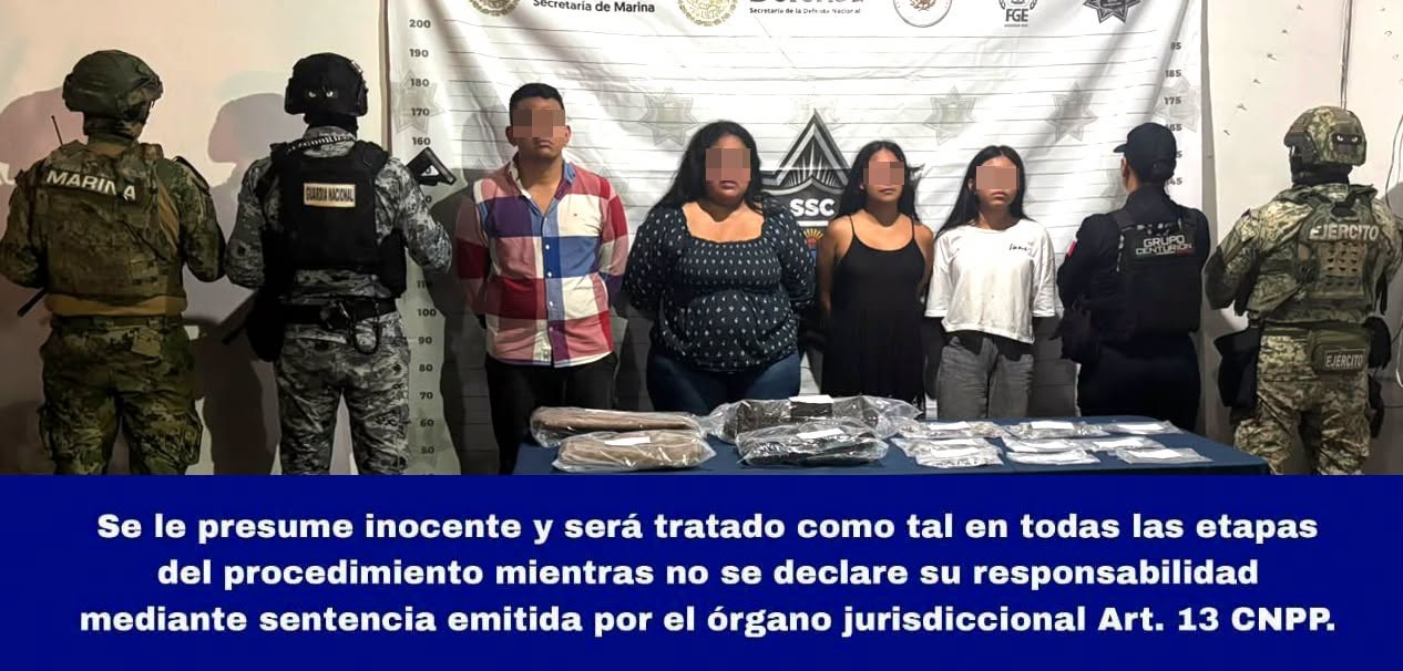 Detienen a cuatro por presuntos delitos contra la salud en Puerto Morelos