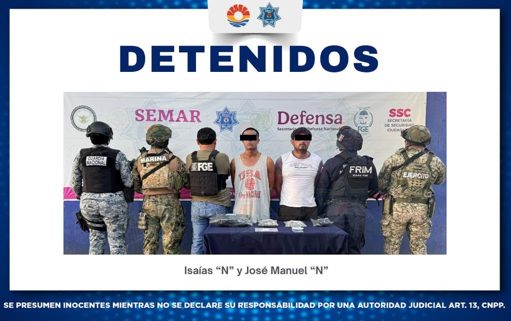 Detienen a dos hombres y recuperan moto robada en Cancún