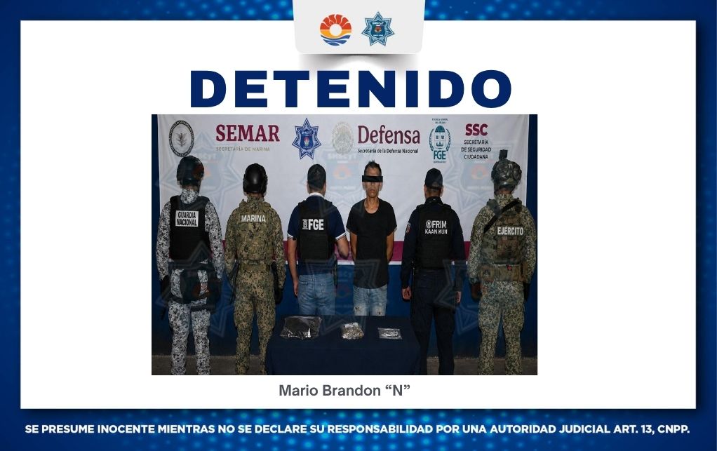 Detienen a hombre en Cancún por narcomenudeo en operativo Blindaje
