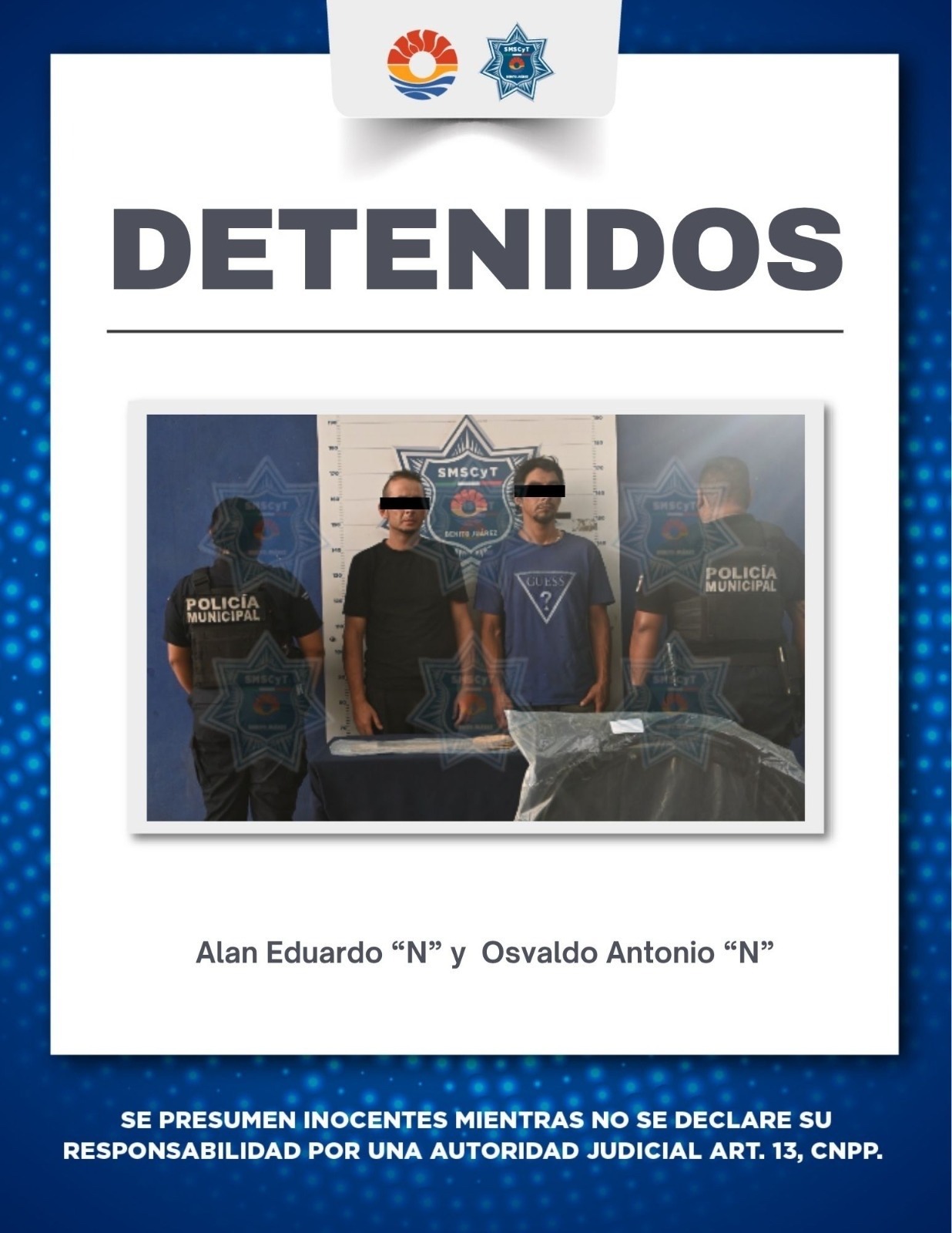Policía Cancún detiene a dos por robo de cable en Colosio