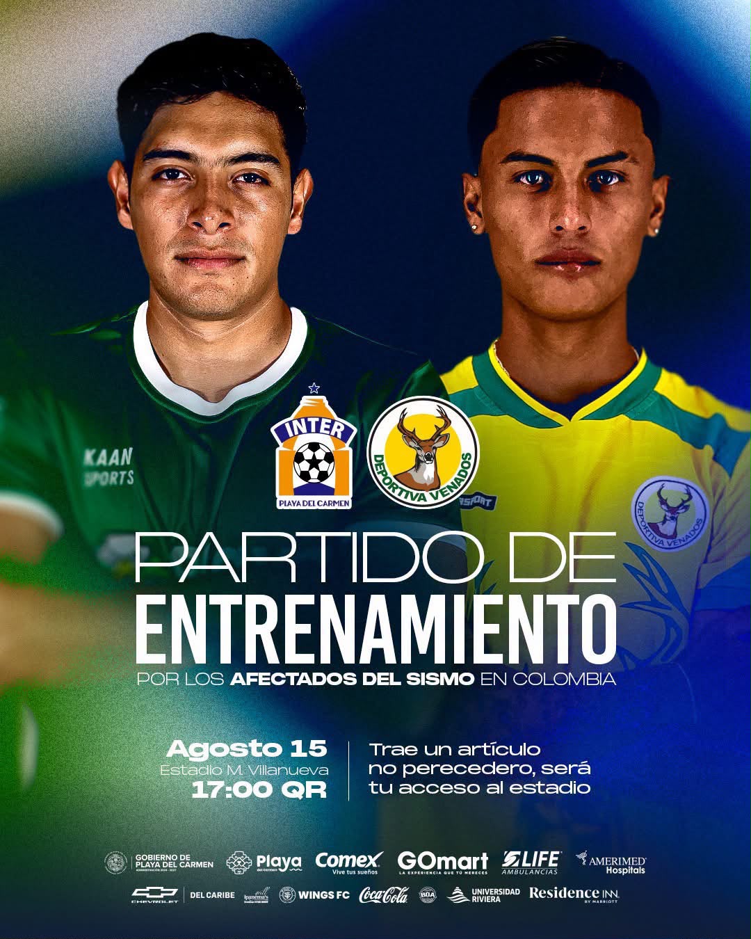 Inter Playa del Carmen organiza partido solidario por Colombia