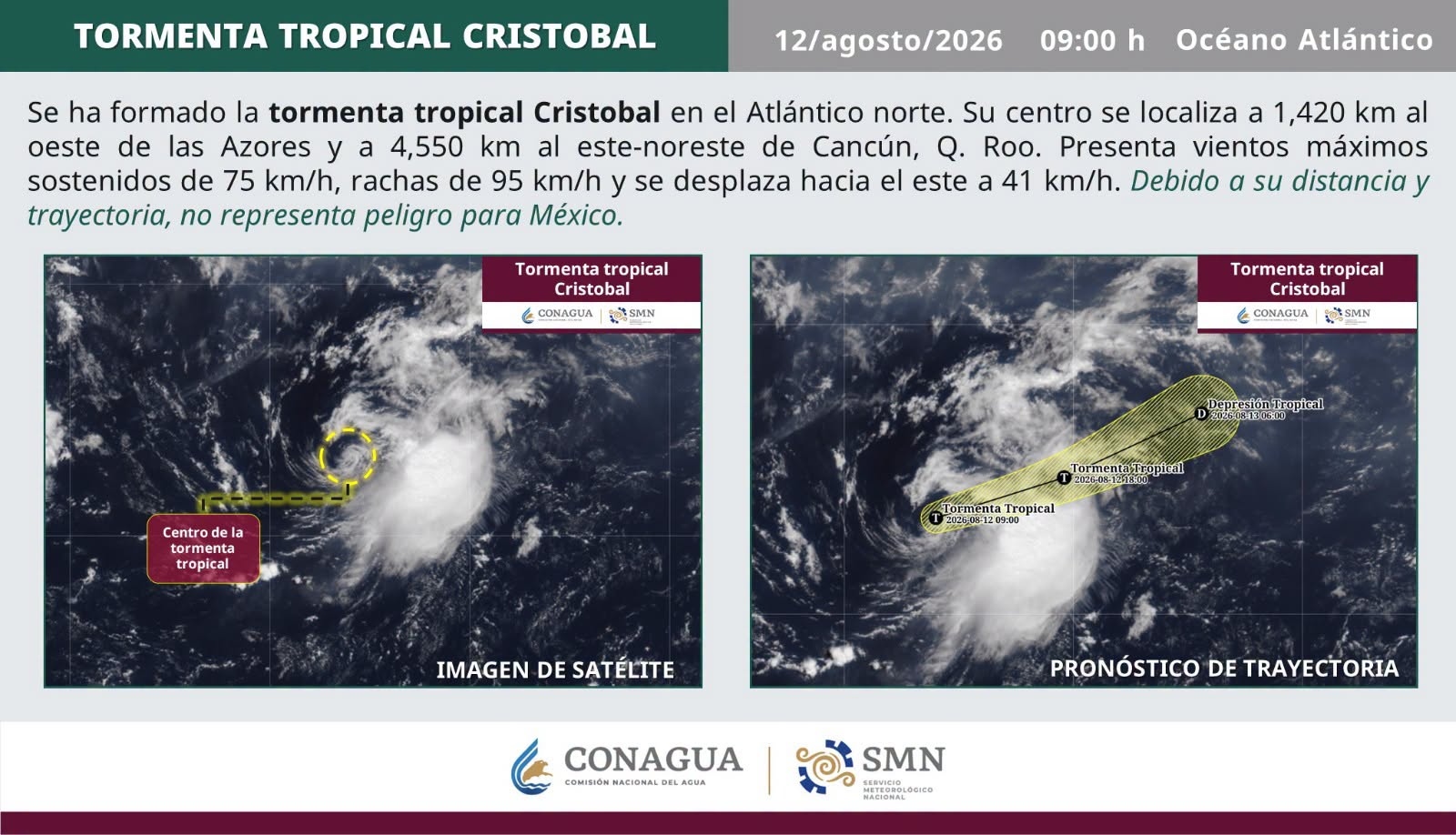 Tormenta tropical Cristobal se forma en Atlántico Norte