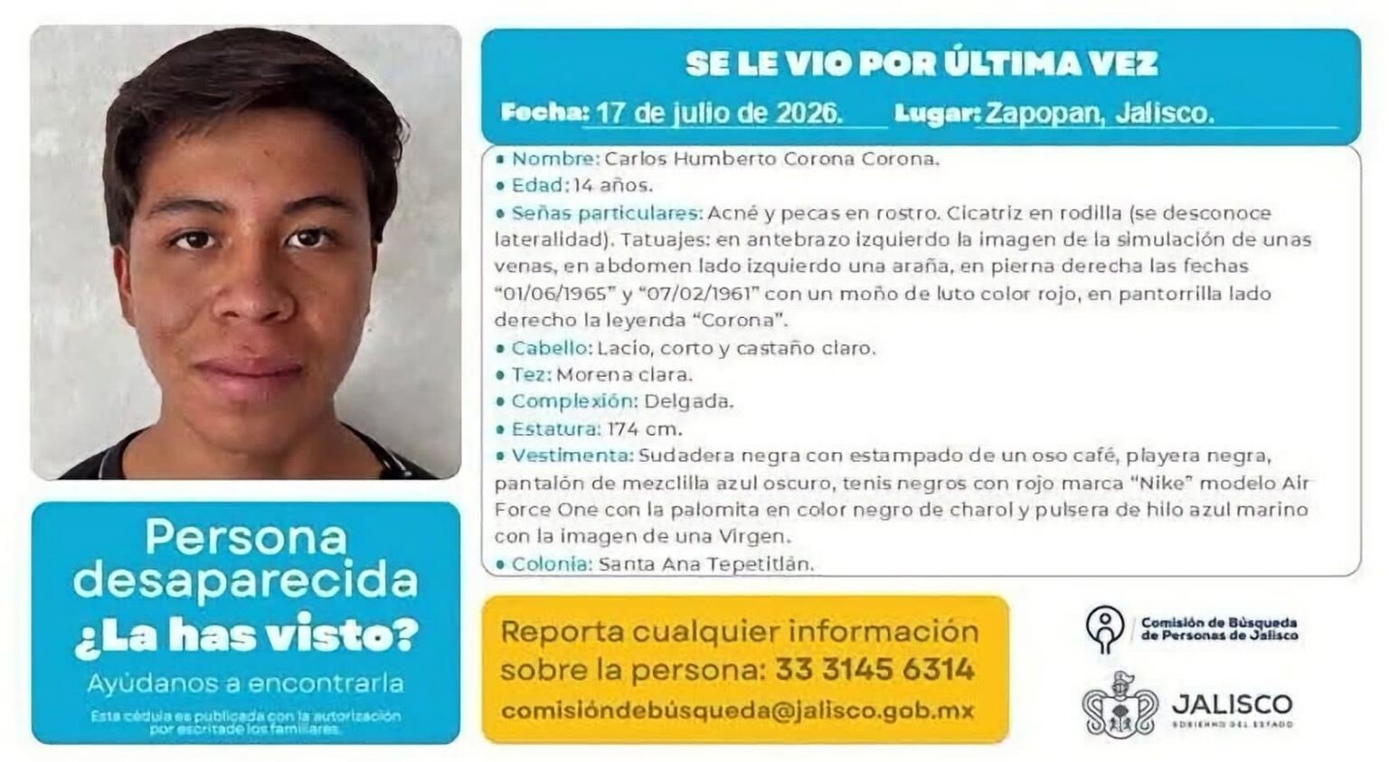 Buscan en Zacatecas a cinco adolescentes desaparecidos en Jalisco