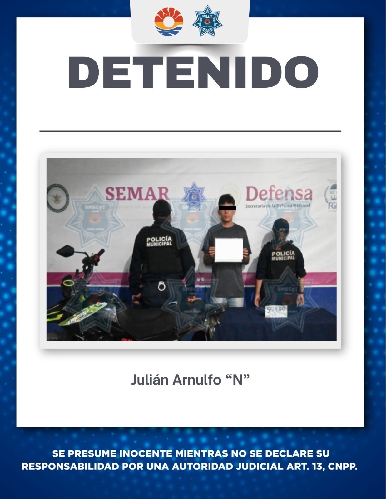 Policía de Cancún recupera motocicleta robada y detiene a sospechoso