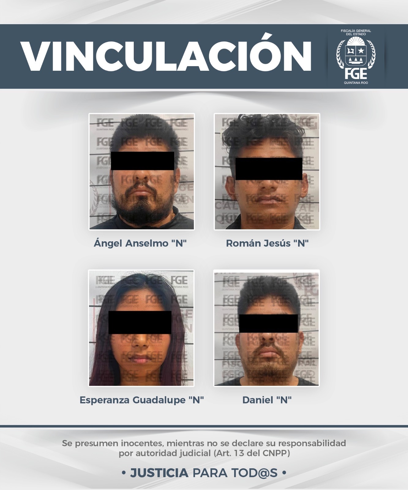 FGE vincula a proceso a 4 por extorsión en Playa del Carmen