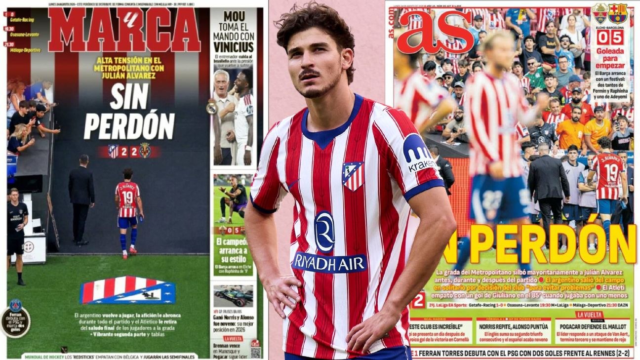 Medios españoles critican a Julián Álvarez en Atlético Madrid