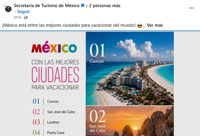 Sectur publica imágenes falsas de Cancún y otros destinos