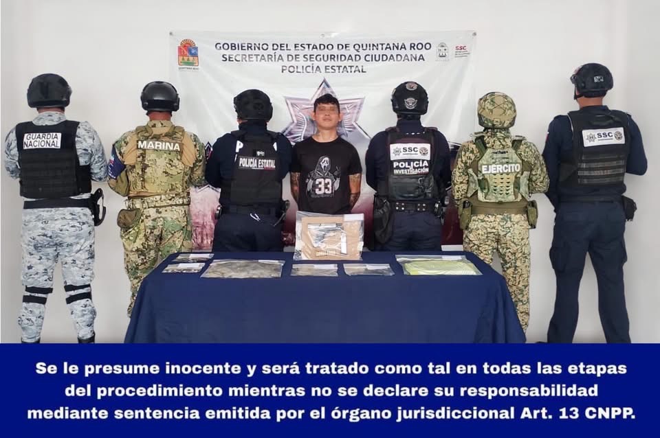 Detienen a hombre por presunto narcomenudeo en Cozumel