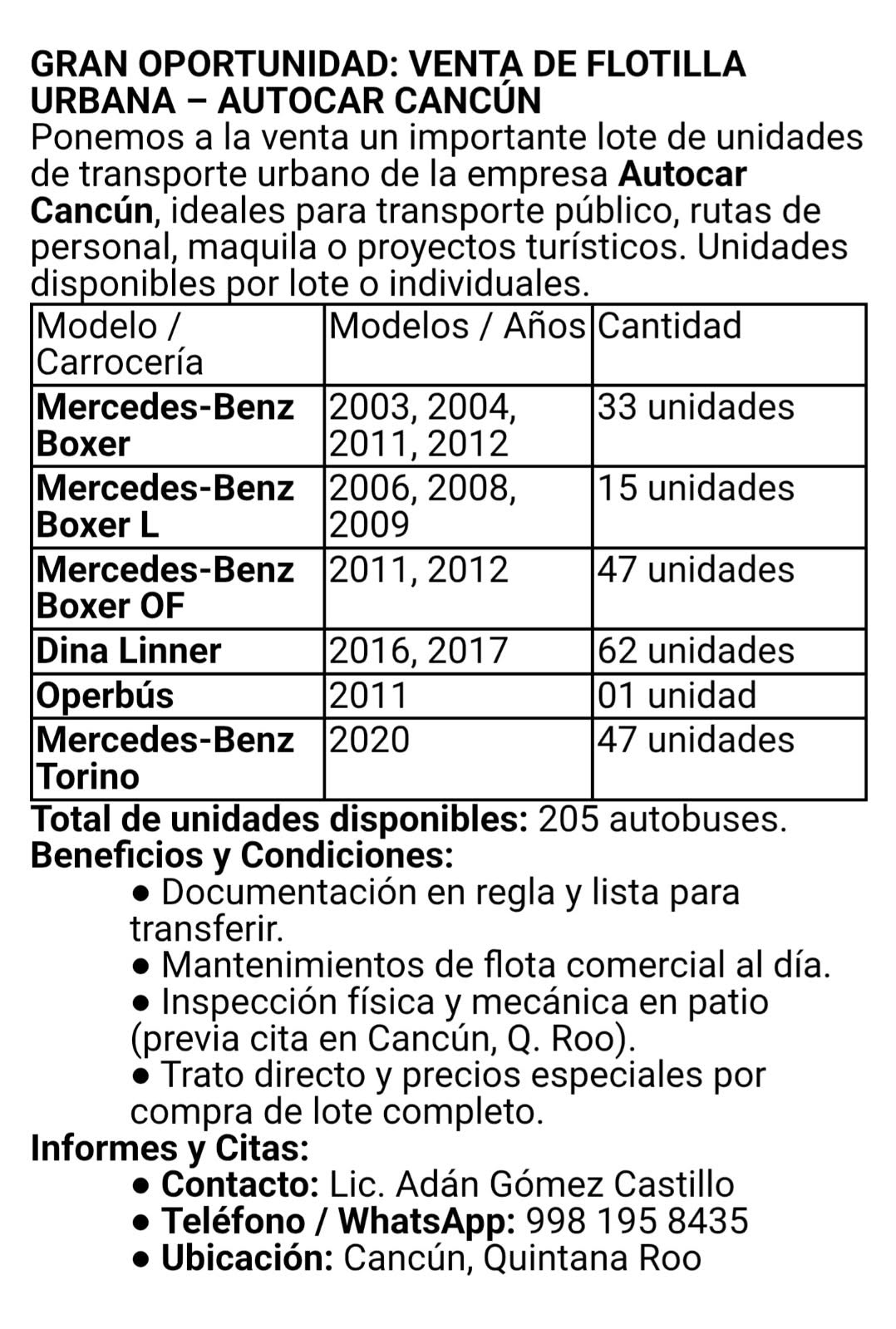 Autocar Cancún vende 205 autobuses para renovar flota eléctrica