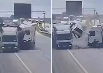 VIDEO; Accidente en Polonia: coche sale volando tras choque