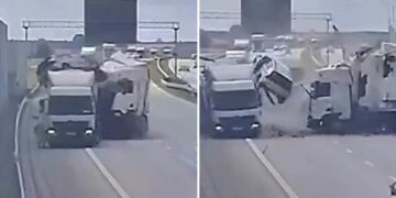 VIDEO; Accidente en Polonia: coche sale volando tras choque