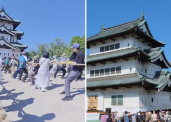 VIDEO; En Japón 1,800 personas mueven un castillo de 360 toneladas