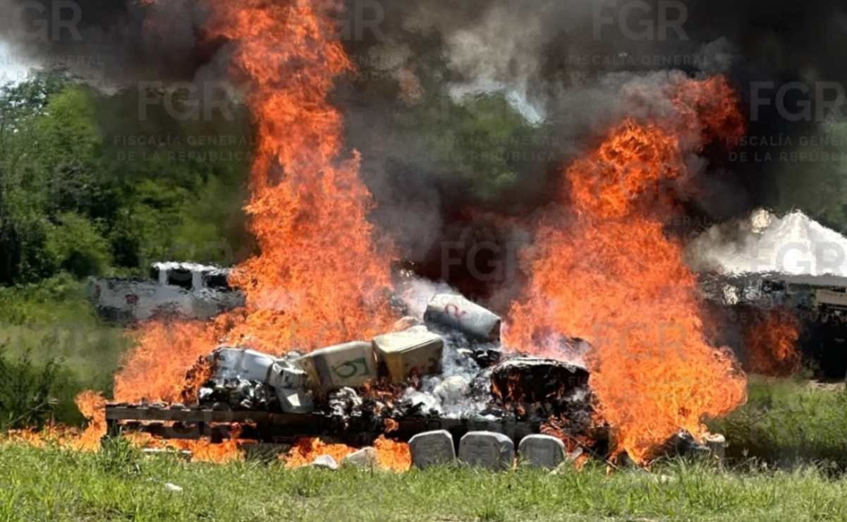 FGR incinera más de 1.3 toneladas de droga en Sinaloa