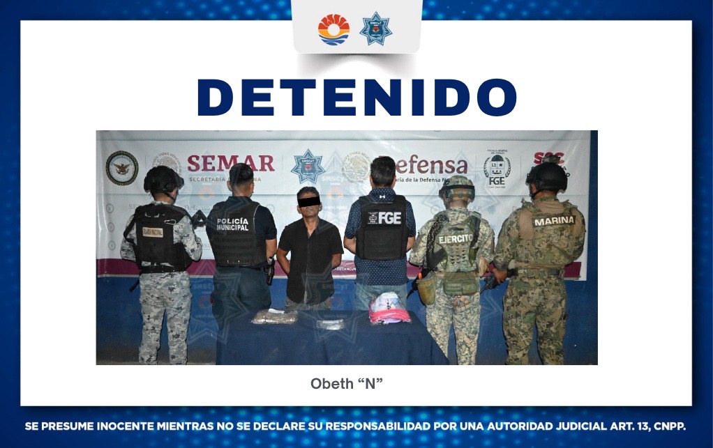 Detienen a hombre por delitos contra la salud en Cancún