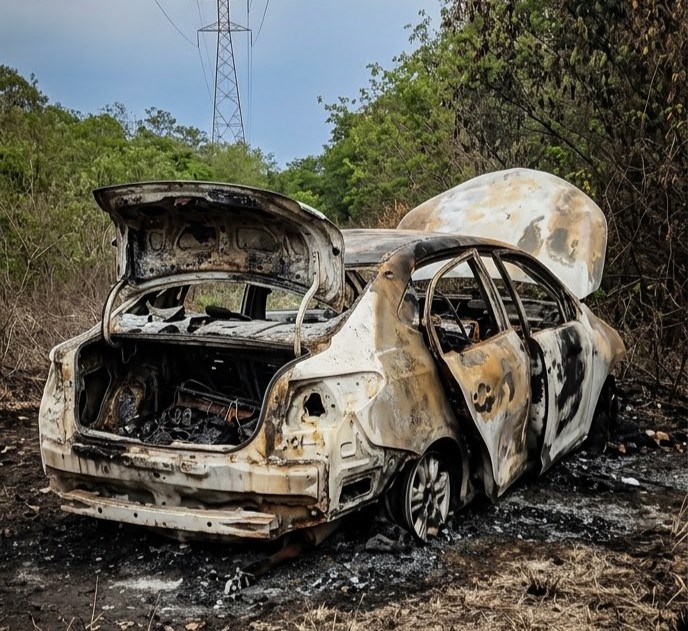 Incendian taxi en Puerto Aventuras