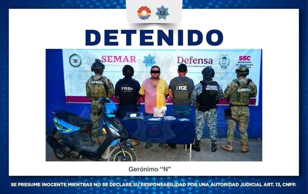 Detienen a hombre con drogas y moto robada en SM 251