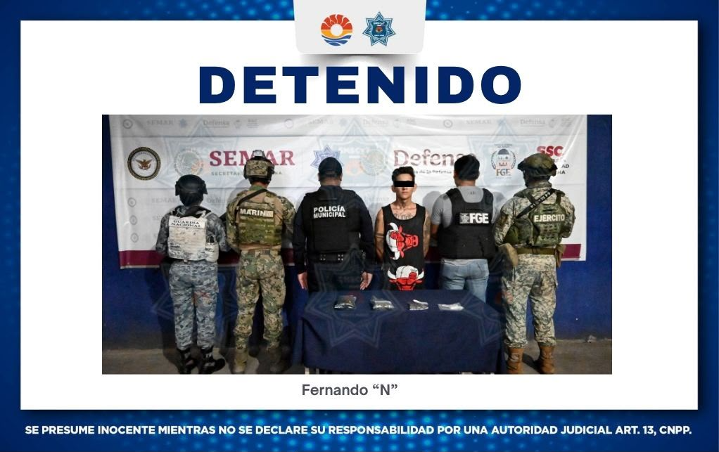 Detienen a hombre por narcomenudeo en SM 249