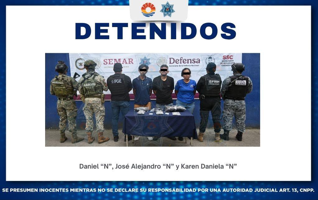 Detienen a tres por delitos contra la salud en Cancún
