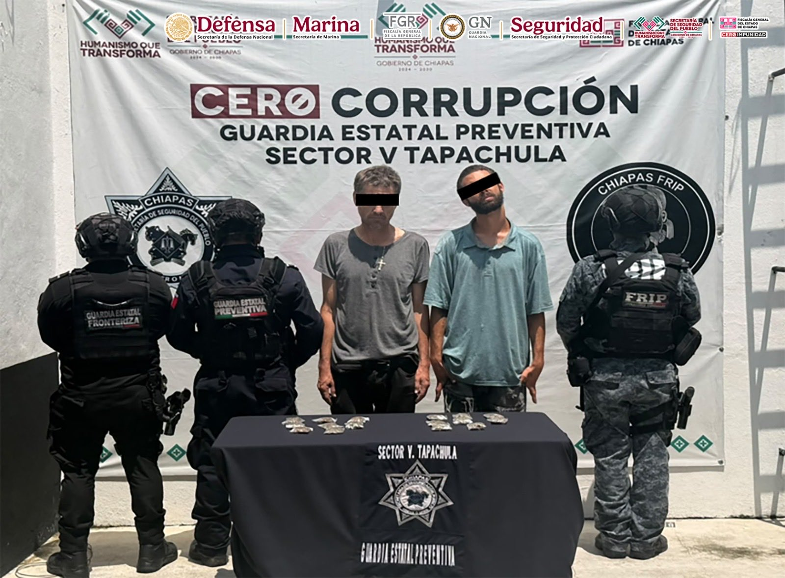 Detienen a 57 personas en operativo de seguridad en Chiapas