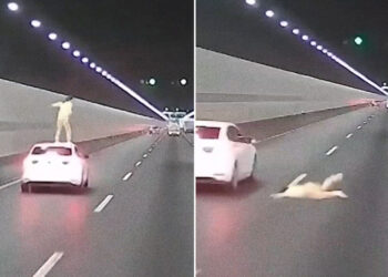 VIDEO: Mujer se lanza de un auto en movimiento