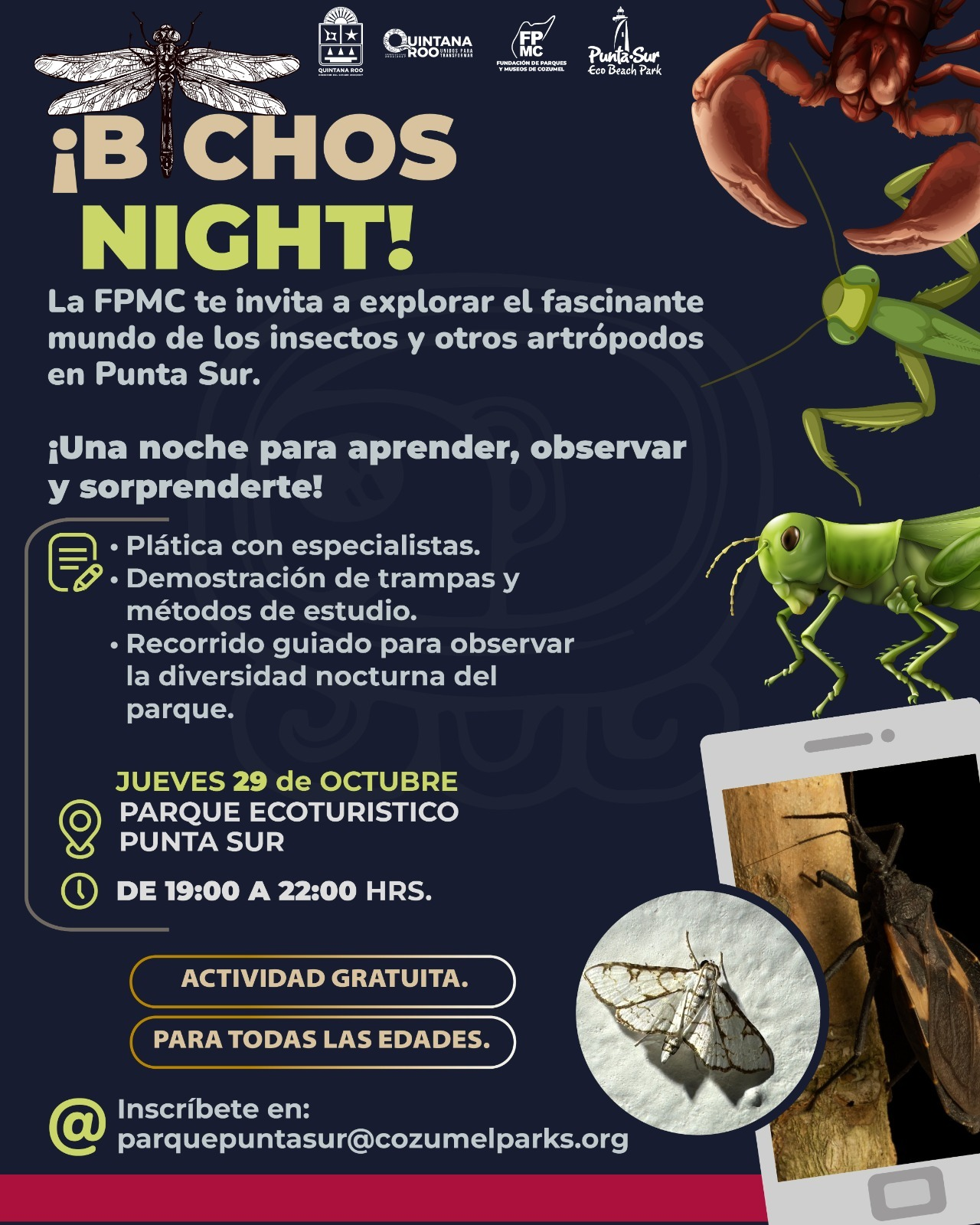 FPMC organiza Bichos Night en Punta Sur Cozumel