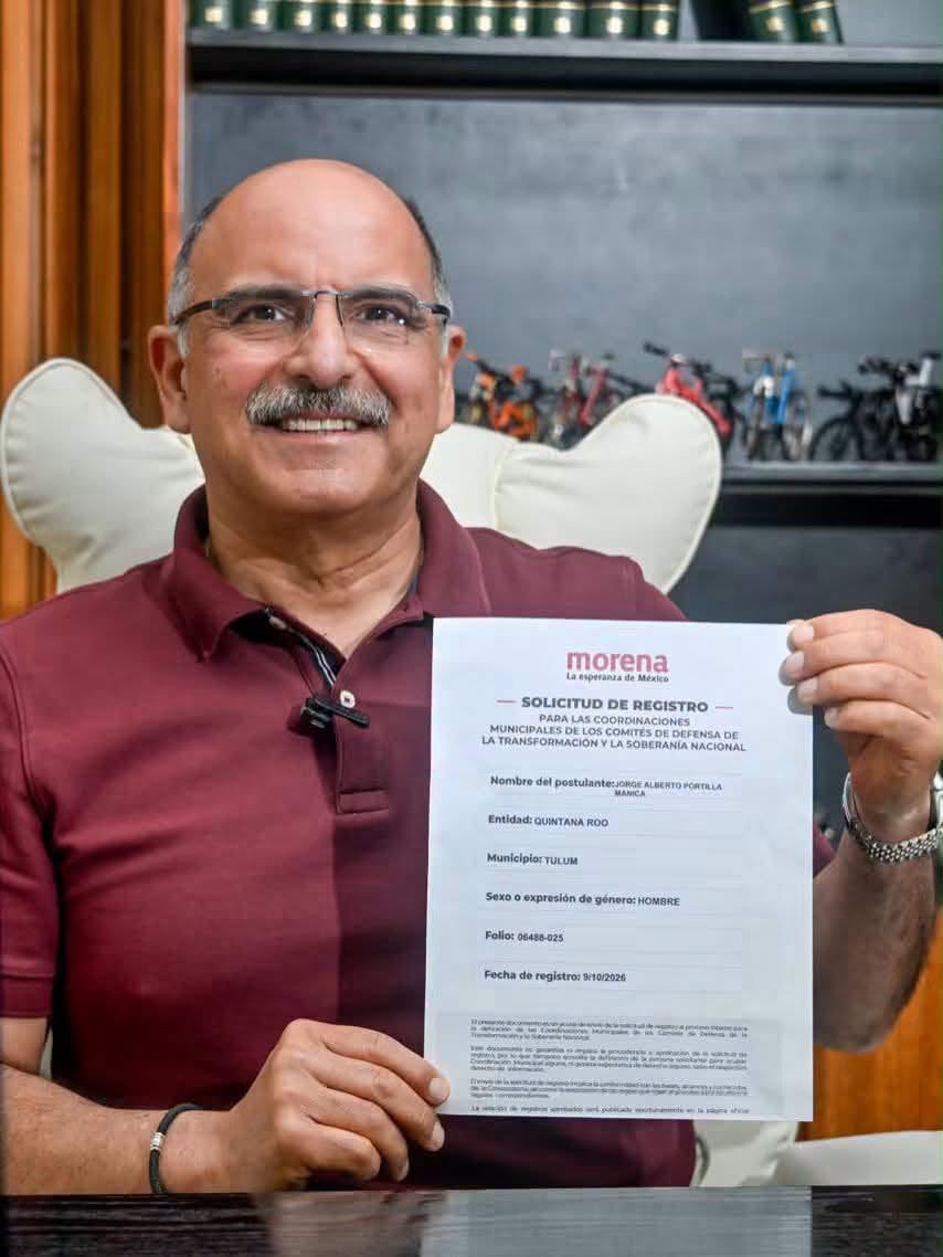 Jorge Portilla Mánica se inscribe en Morena por Tulum