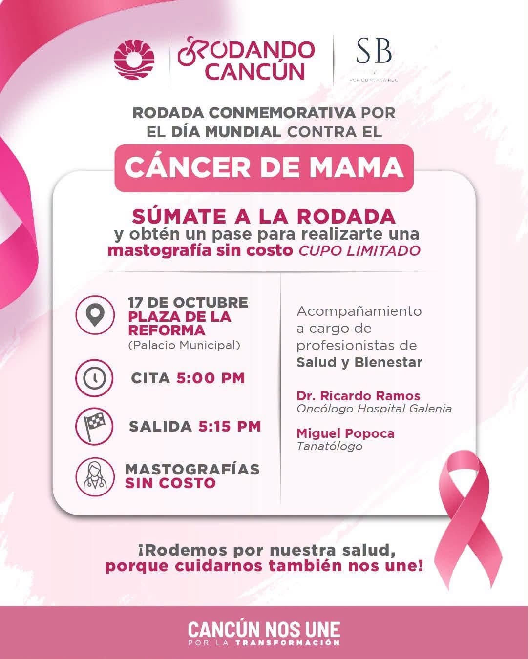 Benito Juárez invita a rodada por Día contra cáncer de mama