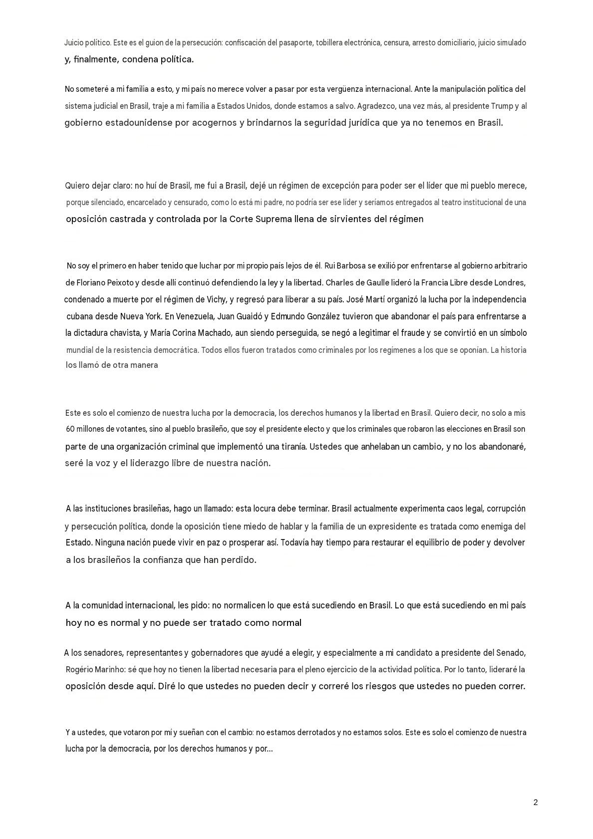 Flávio Bolsonaro se declara presidente electo de Brasil